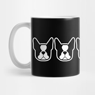 Boston Terrier dogs on the horizontal - black and white Bostons - boston terriers Mug